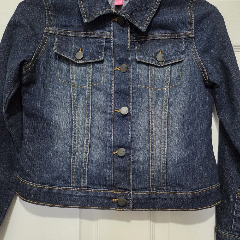 The Children's Place Girls Dark Wash Denim Long Sleeve Jacket Size Large (10/12)
